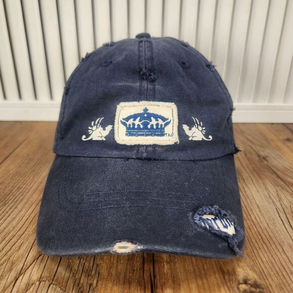 VTG Corona Crown Strapback Hat Cap Blue Canvas Beer Beach Cerveza Distressed Sun - Picture 2 of 10